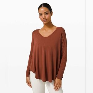 Lululemon Up for Down Time Long Sleeve Top Dark Terracotta Size 2